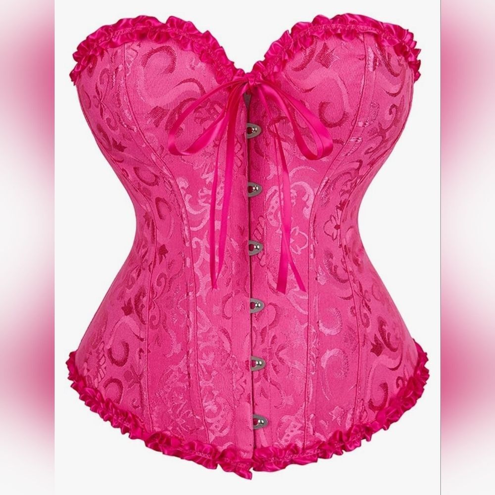 🔥NWOT Hot Pink Fitted Lace-up Corset Top Small